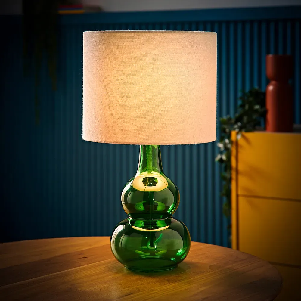Aida Tall Table Lamp with LED - Green, Linen