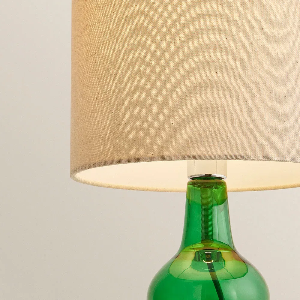 Aida Tall Table Lamp with LED - Green, Linen