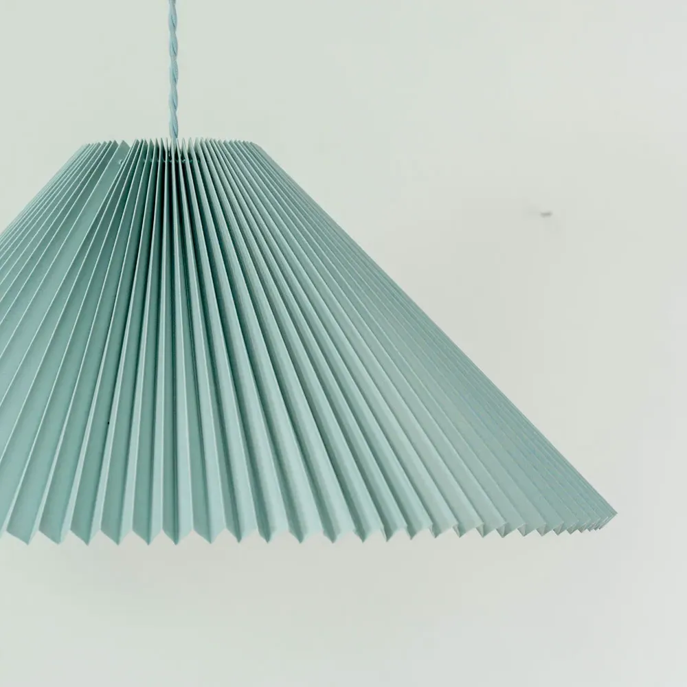 Akira Pleated Shade LED Pendant Light - Blue, Paper