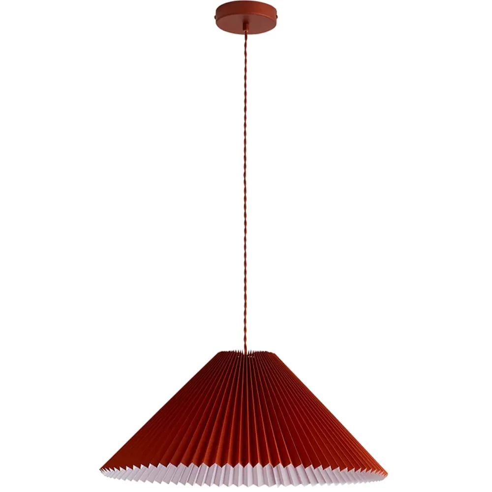 Akira Pleated Shade LED Pendant Light - Orange, Paper