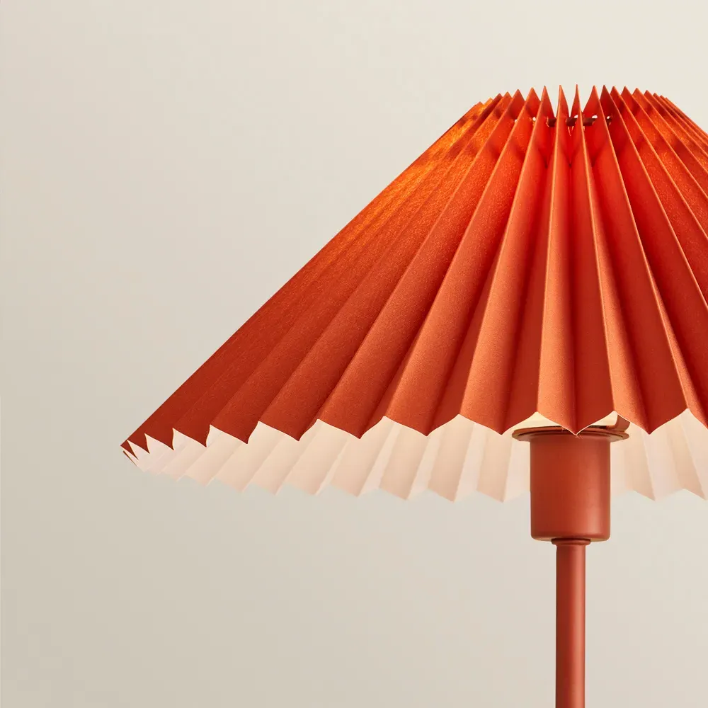 Akira Pleated Shade LED Table Lamp - Orange, Paper