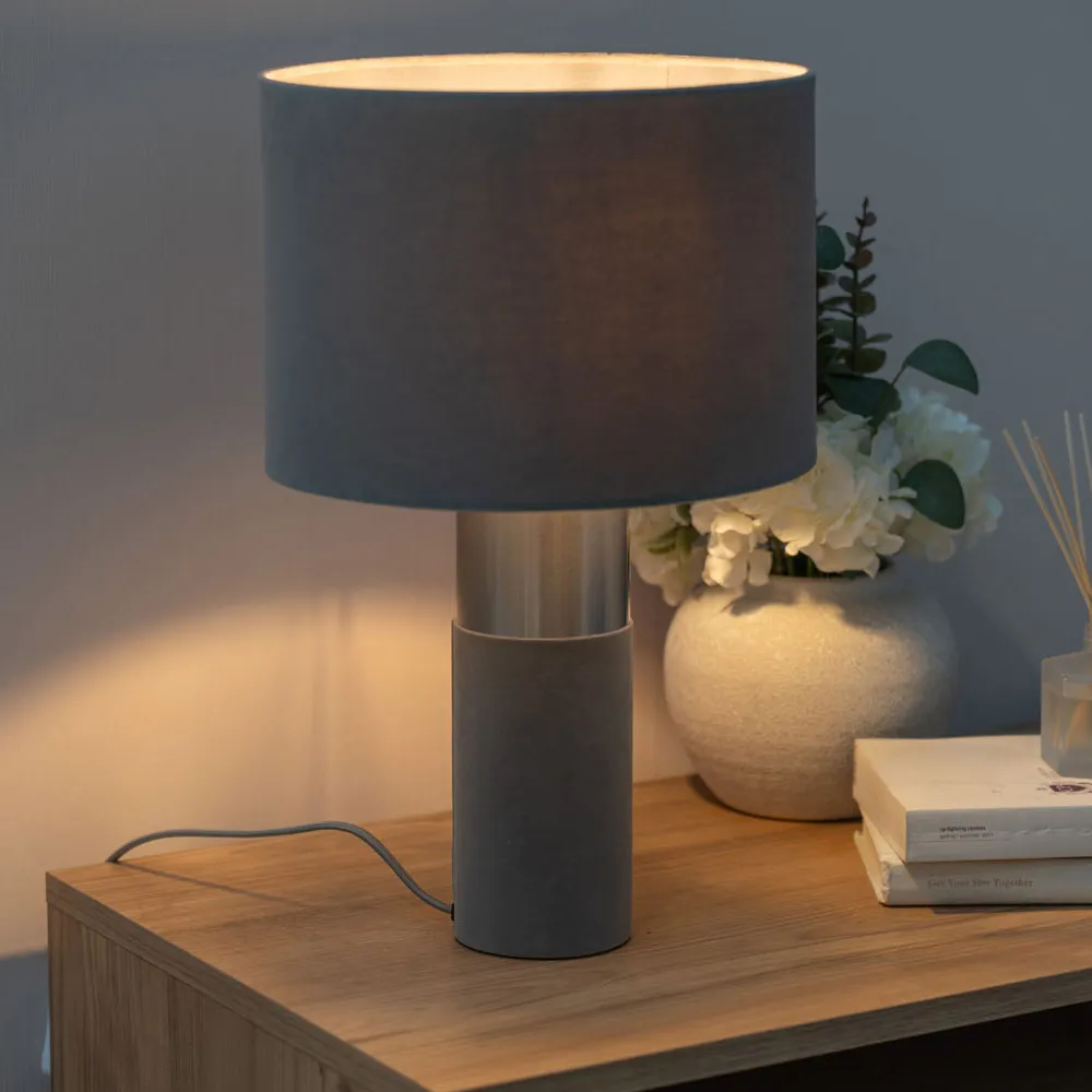 Alexa LED Table Lamp - Grey, Velvet