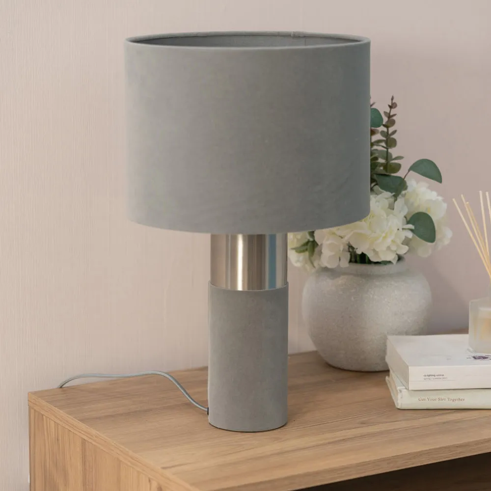Alexa LED Table Lamp - Grey, Velvet