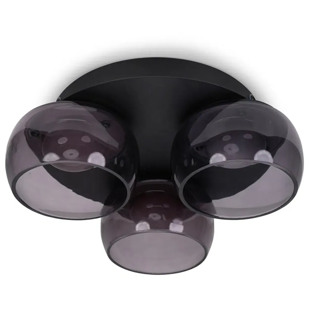 Alissa 3 Way LED Ceiling Light - Black, Smoked Glass image
