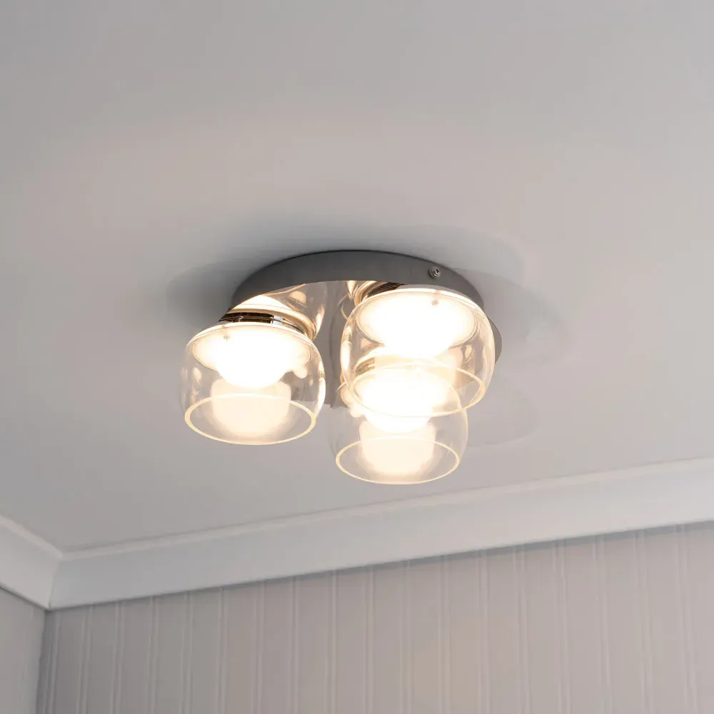 Alissa 3 Way LED Ceiling Light - Chrome, Smoked Glass
