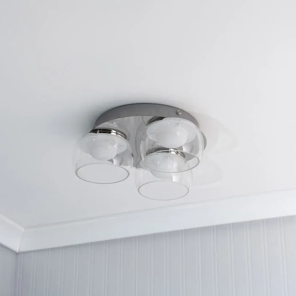 Alissa 3 Way LED Ceiling Light - Chrome, Smoked Glass