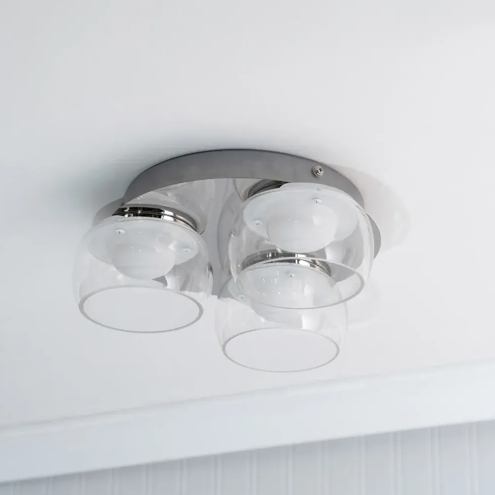Alissa 3 Way LED Ceiling Light - Chrome, Smoked Glass