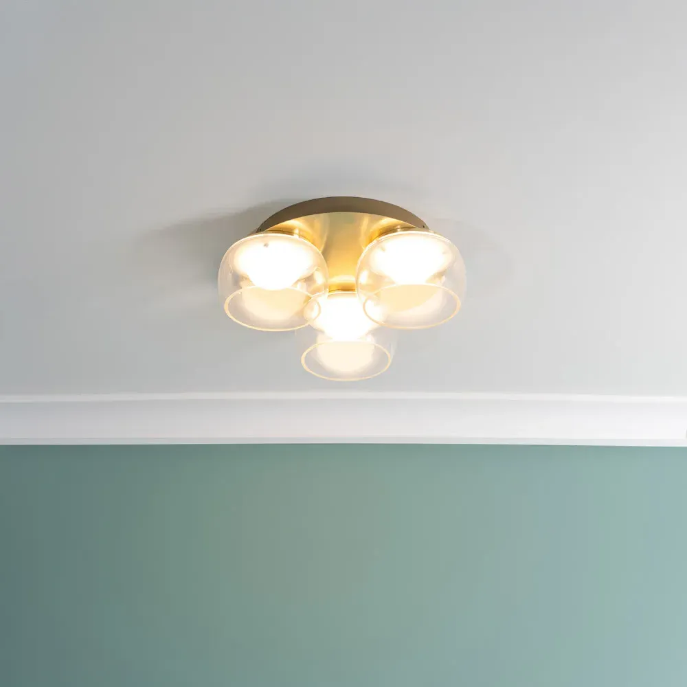 Alissa 3 Way LED Ceiling Light - Gold, Smoked Glass