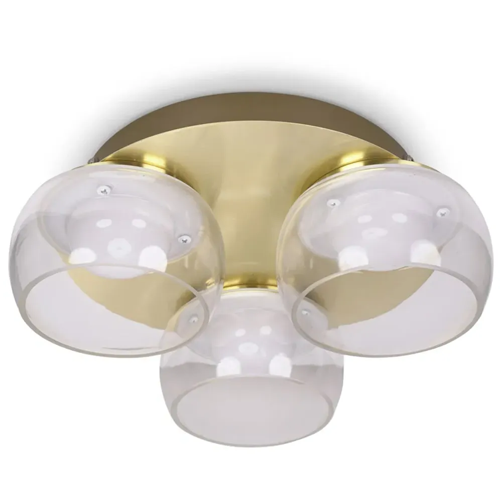 Alissa 3 Way LED Ceiling Light - Gold, Smoked Glass