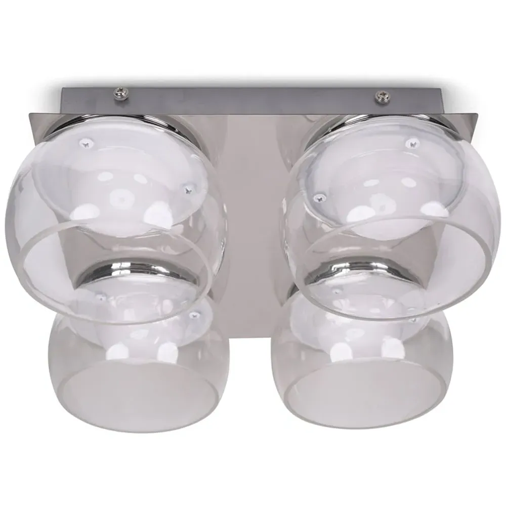 Alissa 4 Way LED Ceiling Light - Chrome, Smoked Glass