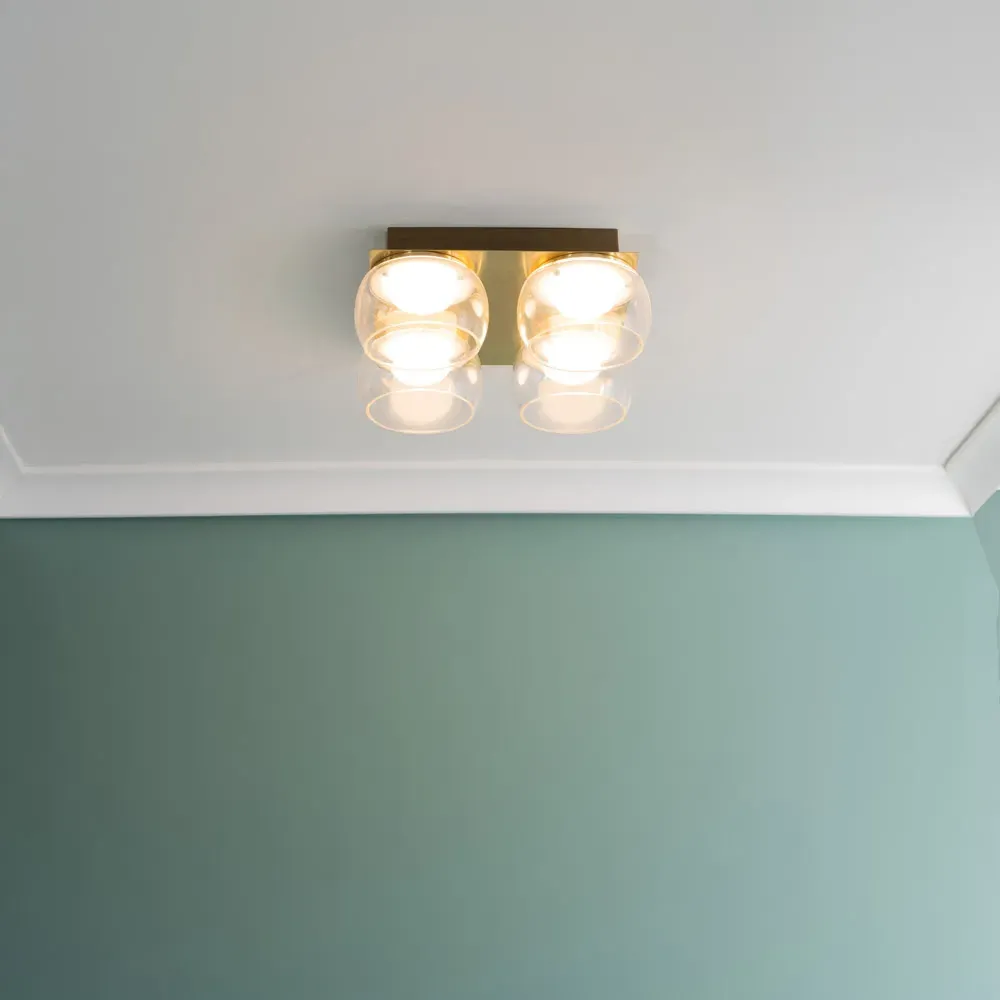 Alissa 4 Way LED Ceiling Light - Gold, Smoked Glass