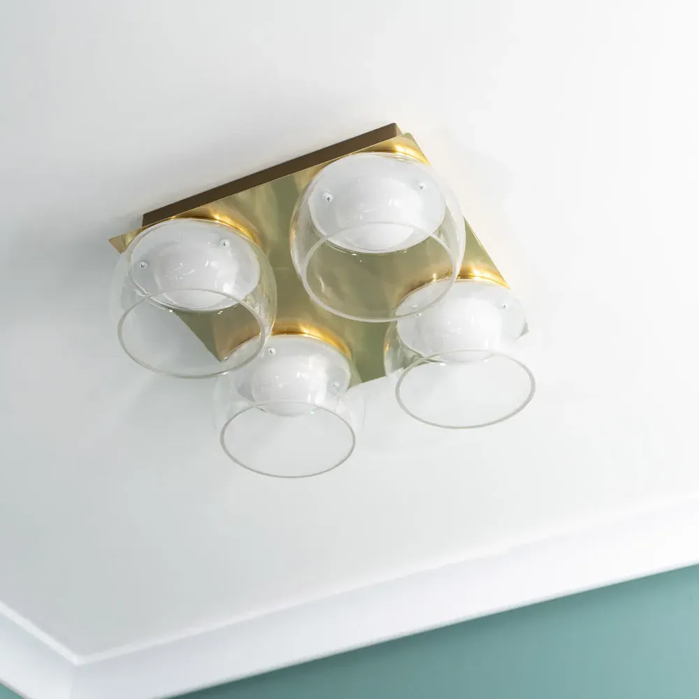 Alissa 4 Way LED Ceiling Light - Gold, Smoked Glass