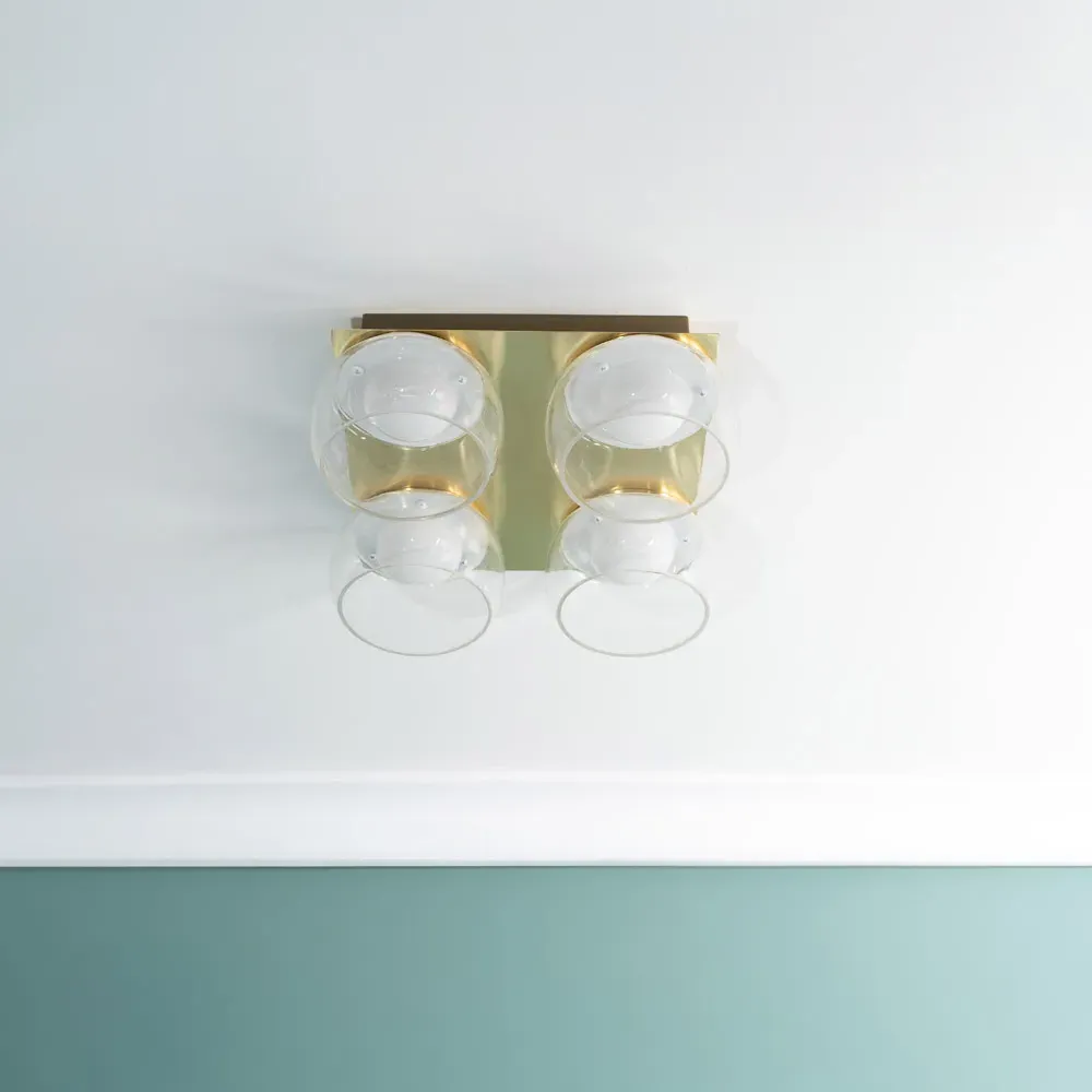 Alissa 4 Way LED Ceiling Light - Gold, Smoked Glass