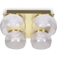 Alissa 4 Way LED Ceiling Light - Gold, Smoked Glass
