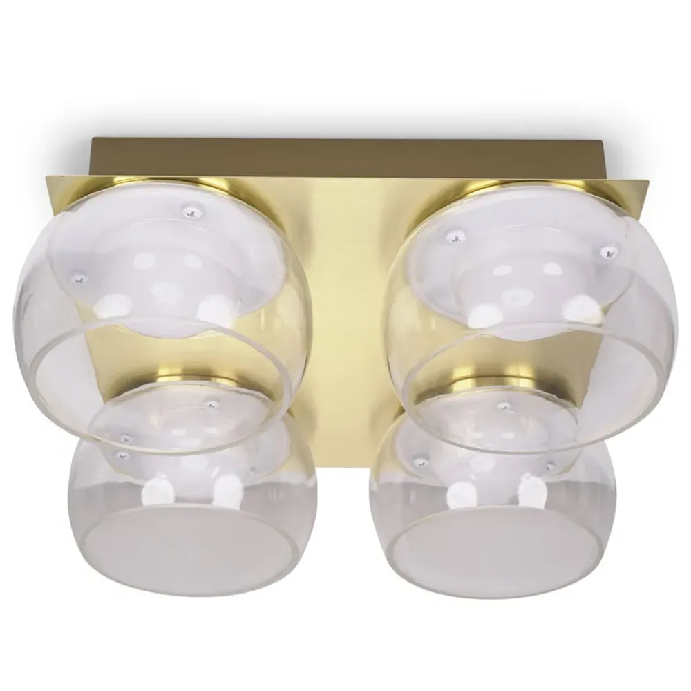 Alissa 4 Way LED Ceiling Light - Gold, Smoked Glass