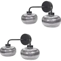 Amaia 2 Way LED Wall Light 2 Pack - Black, Glass