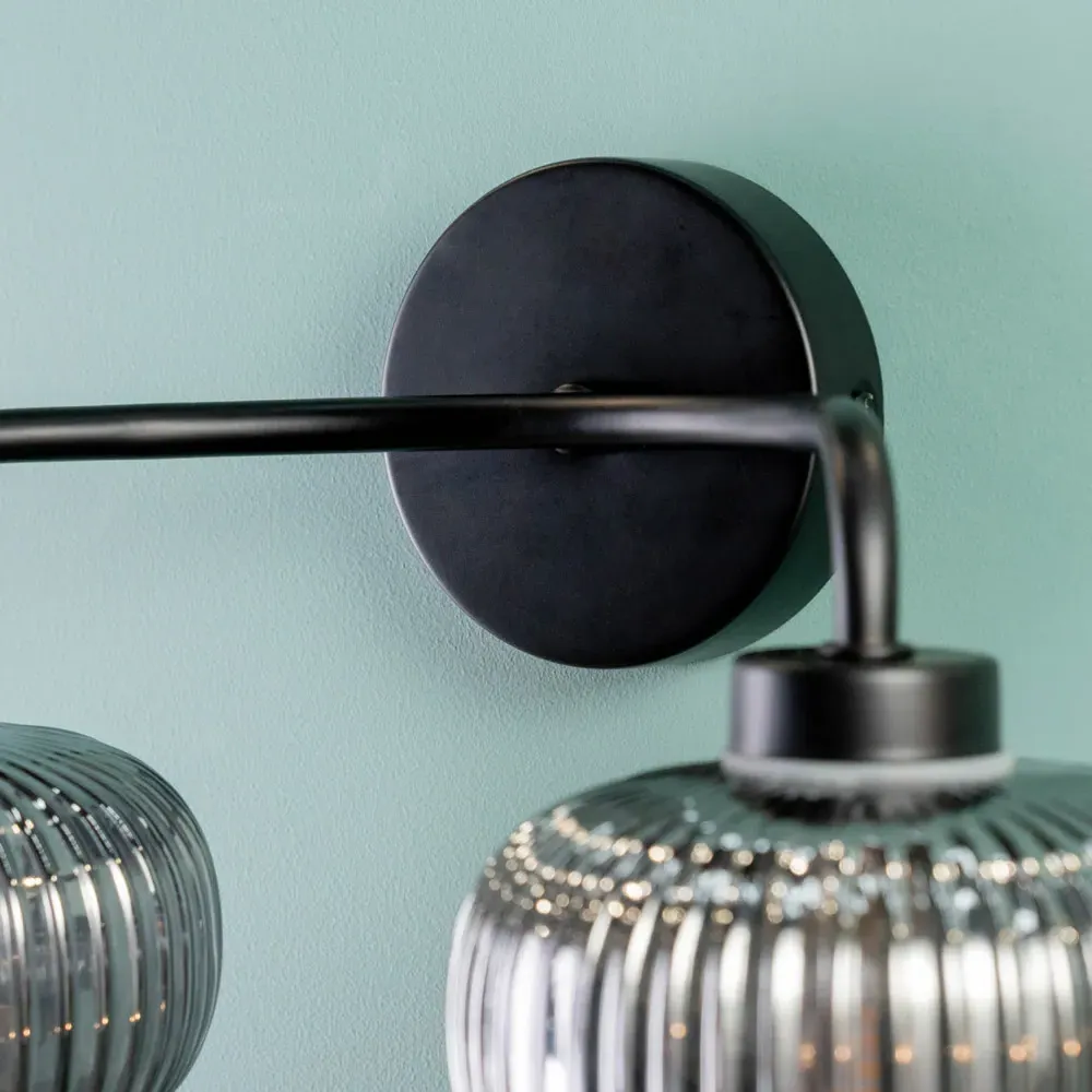 Amaia 2 Way LED Wall Light - Black, Glass