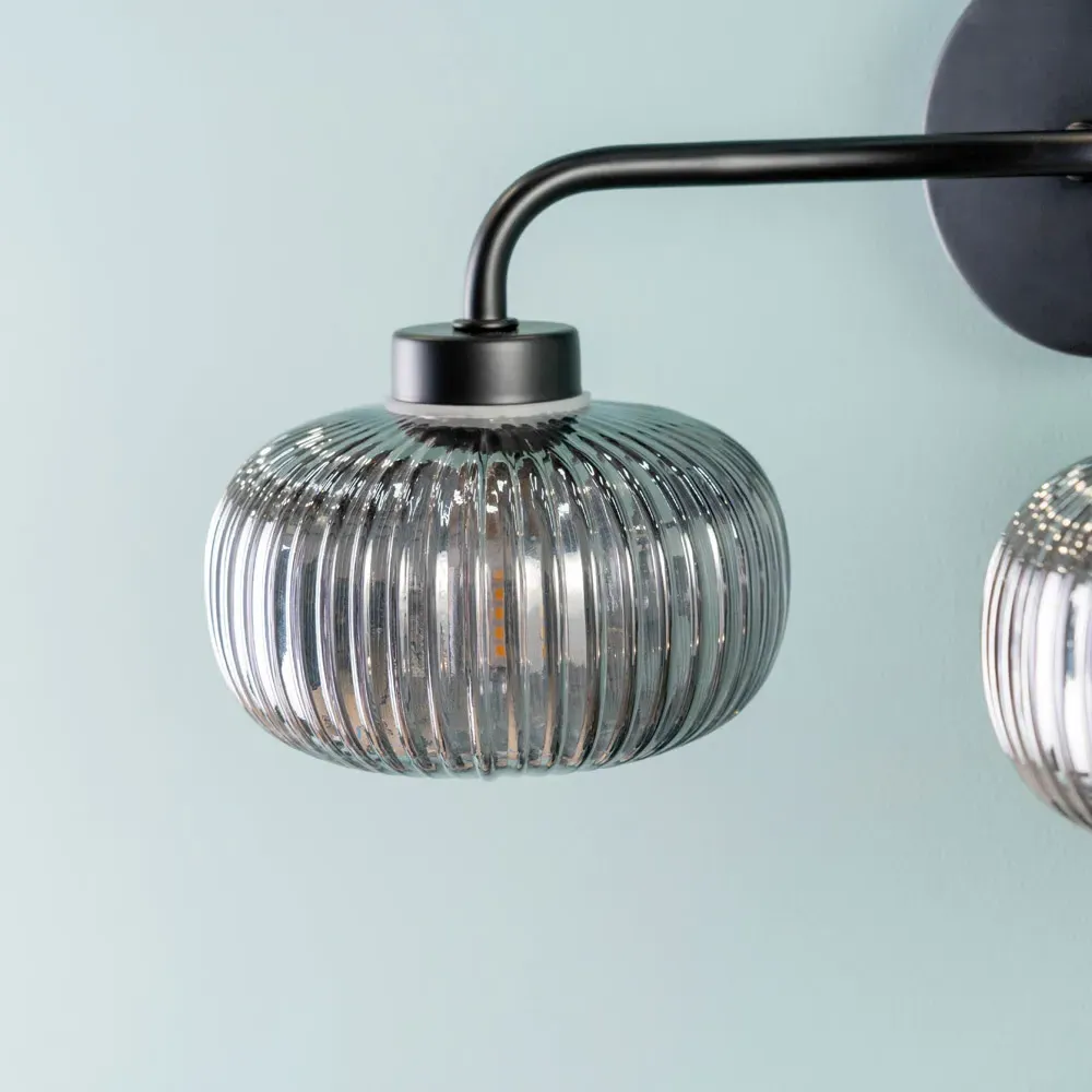 Amaia 2 Way LED Wall Light - Black, Glass