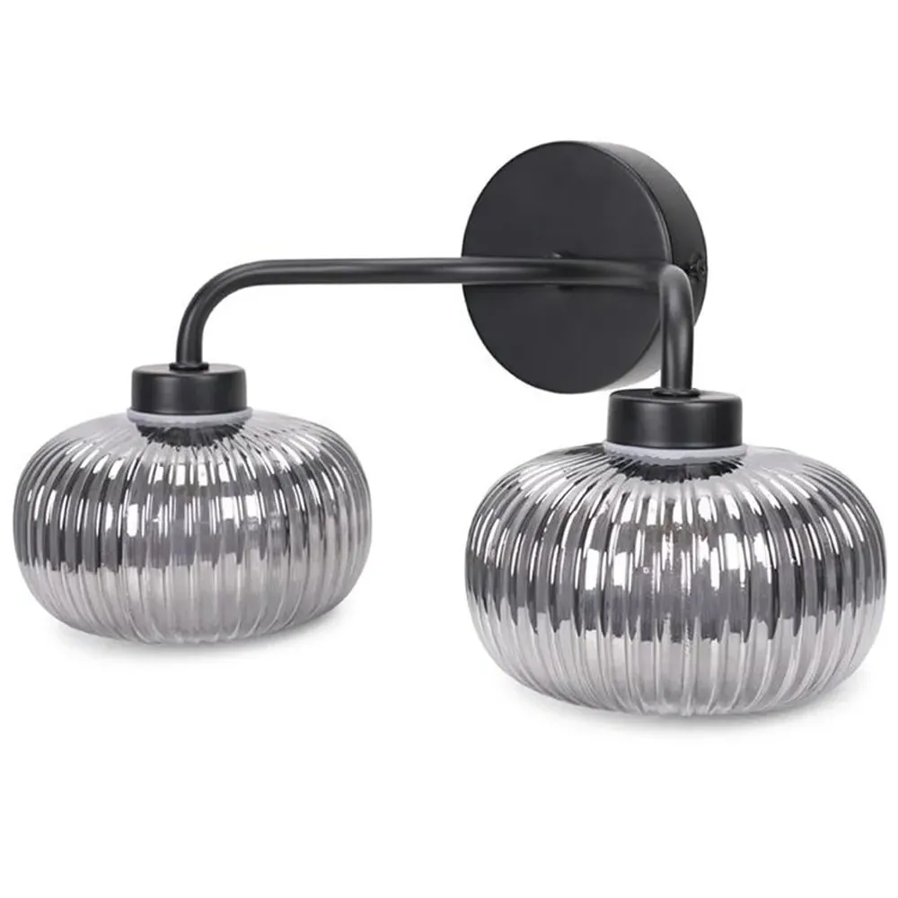 Amaia 2 Way LED Wall Light - Black, Glass