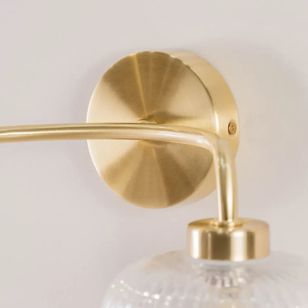 Amaia 2 Way Ribbed Glass LED Wall Light - Gold