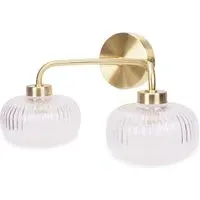 Amaia 2 Way Ribbed Glass LED Wall Light - Gold