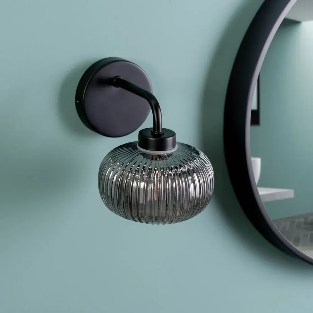 Amaia LED Wall Light 2 Pack - Black, Glass