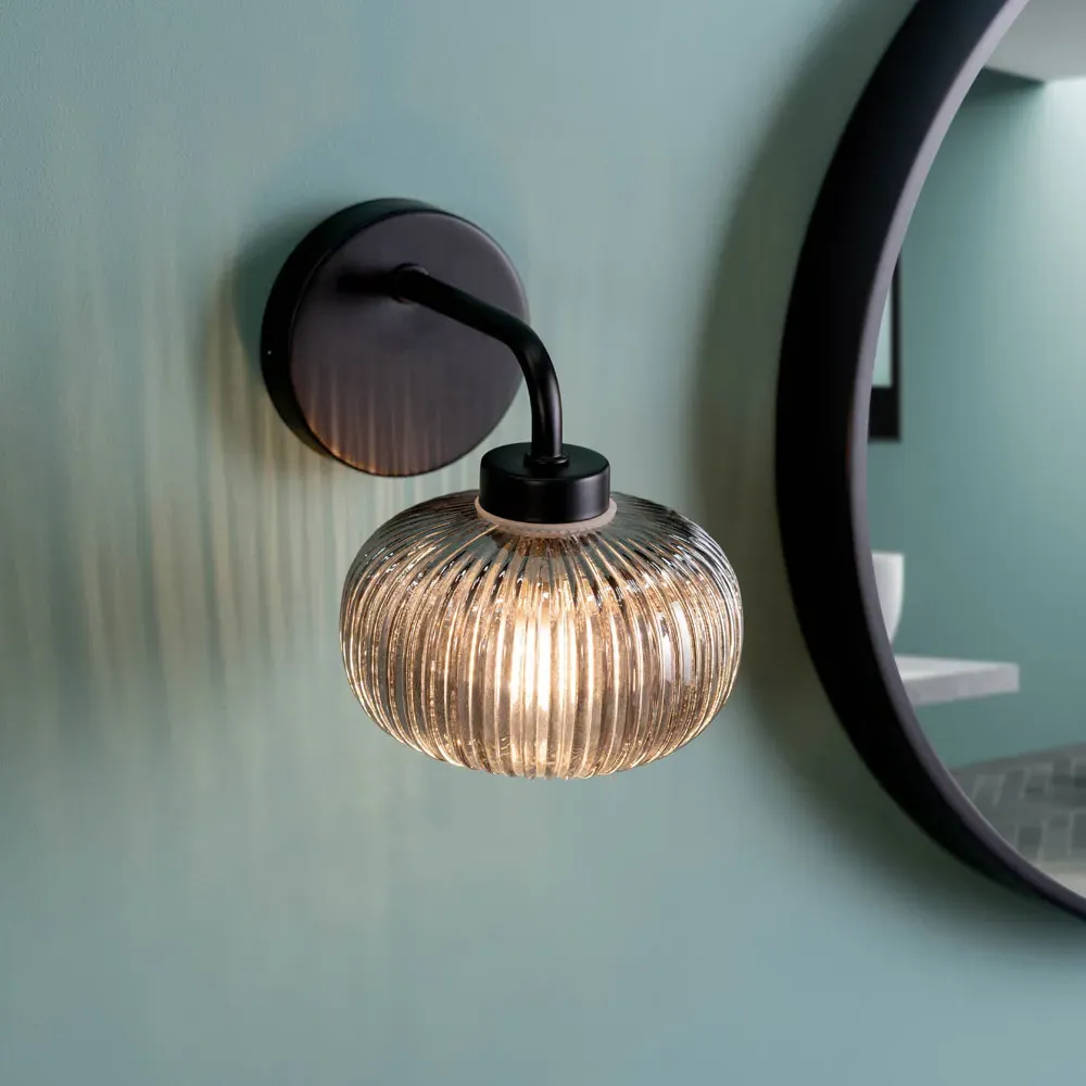 Amaia LED Wall Light - Black, Glass