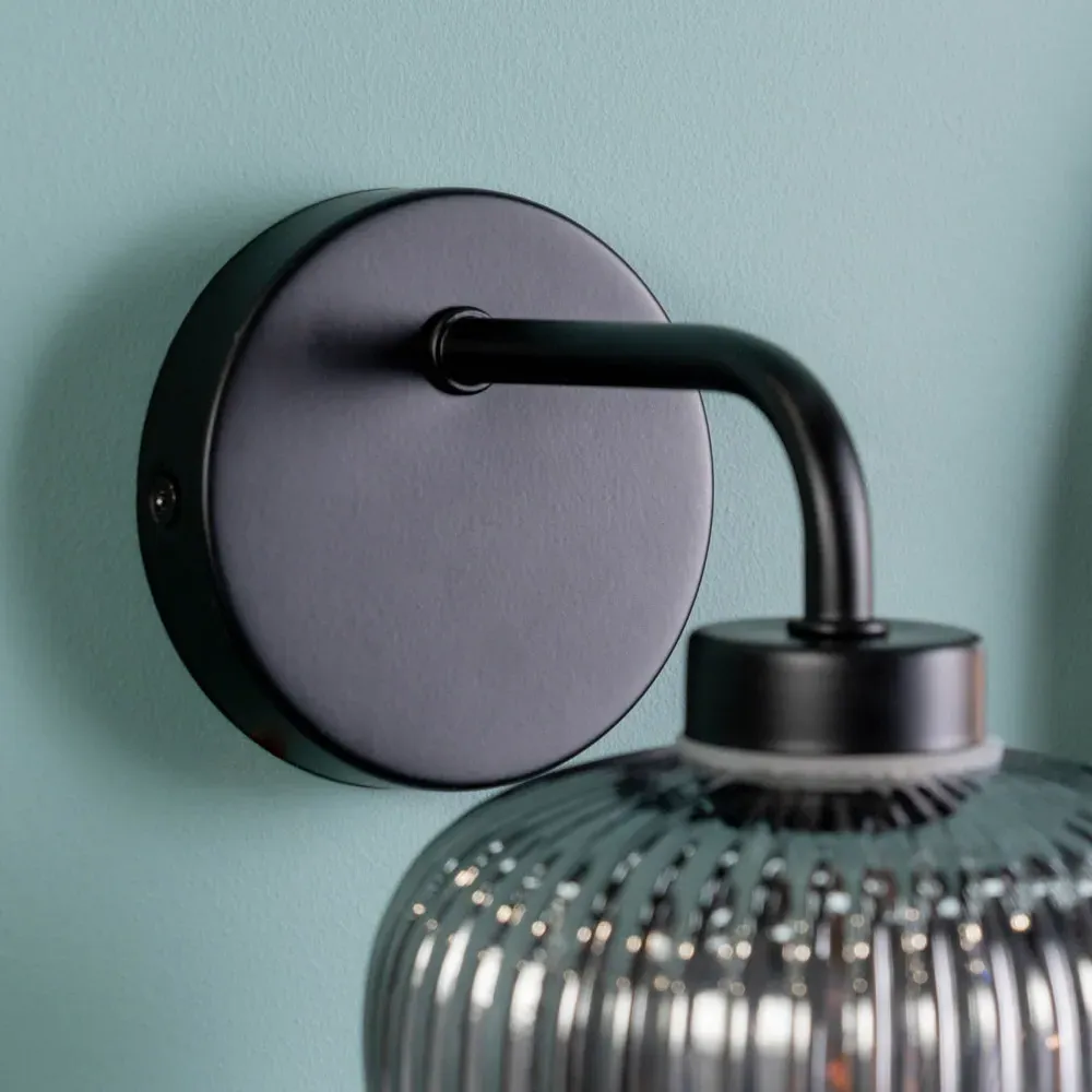 Amaia LED Wall Light - Black, Glass