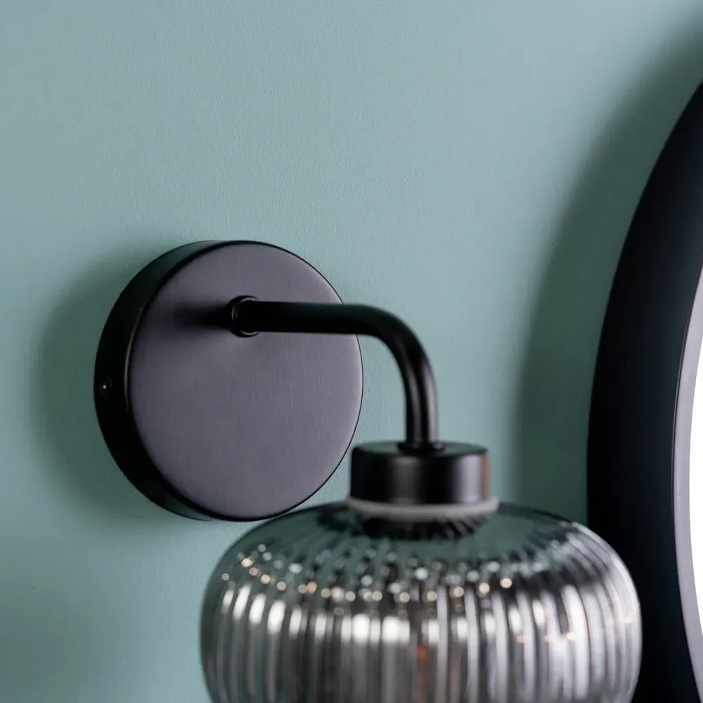 Amaia LED Wall Light - Black, Glass