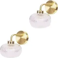 Amaia Ribbed Glass LED Wall Light 2 Pack - Gold