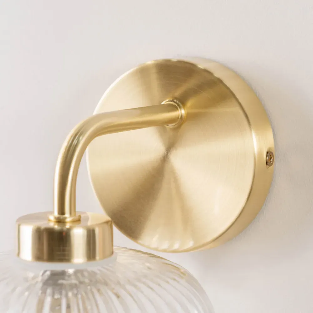 Amaia Ribbed Glass LED Wall Light - Gold