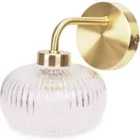 Amaia Ribbed Glass LED Wall Light - Gold