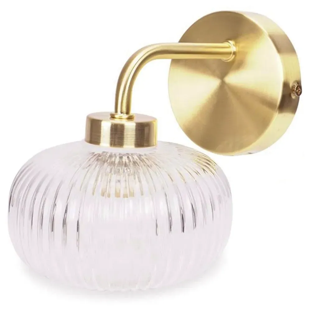 Amaia Ribbed Glass LED Wall Light - Gold image