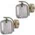 Amelie 2 Pack Ribbed Glass Wall Light - Gold