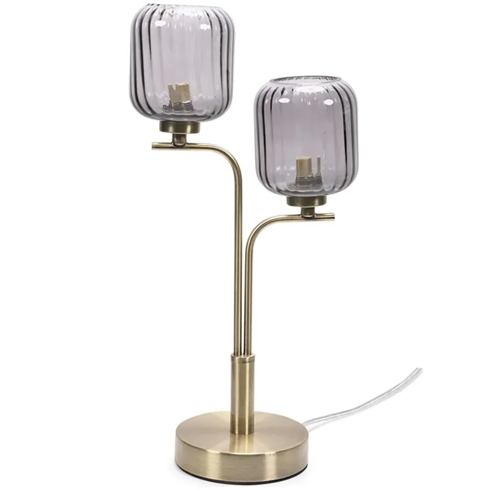 Amelie 2 Way Ribbed Glass Table Lamp - Gold