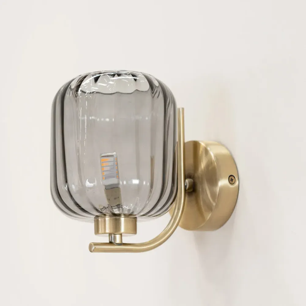 Amelie Ribbed Glass Wall Lamp - Gold