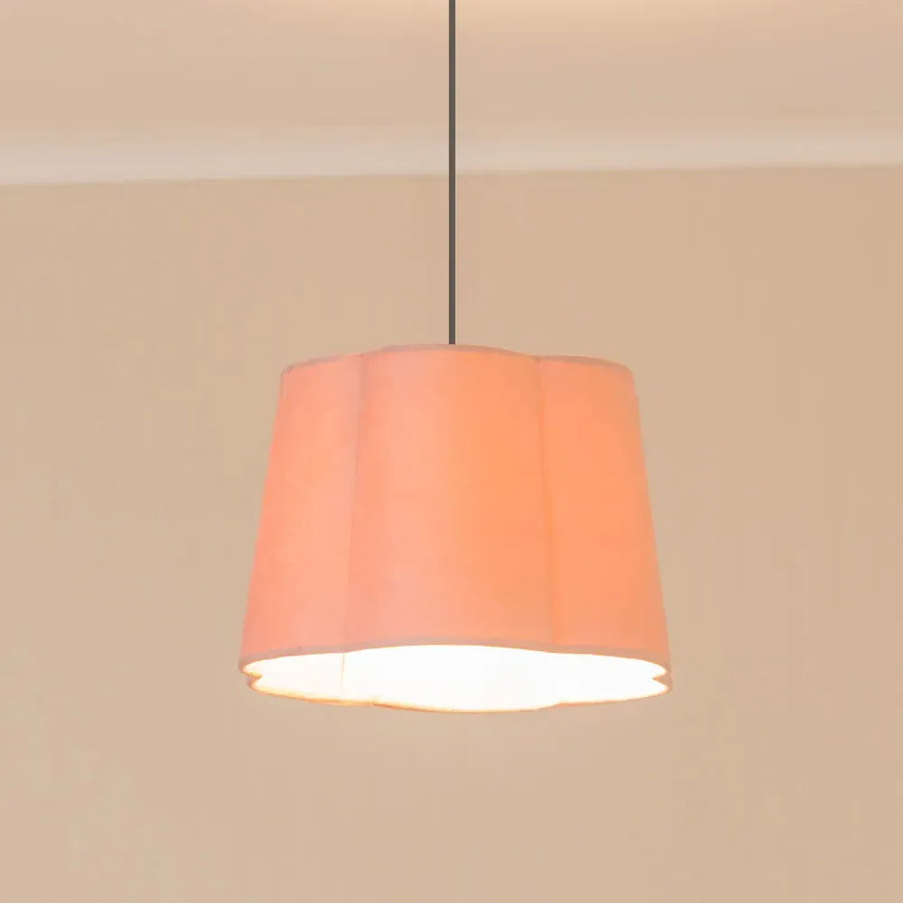 Amy Scallop Lamp Shade - Blush Pink, Velvet