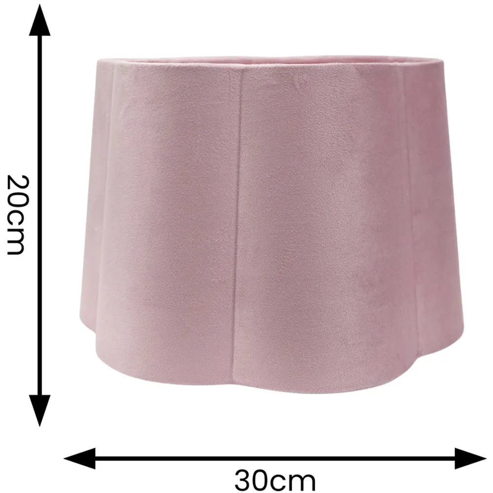 Amy Scallop Lamp Shade - Blush Pink, Velvet
