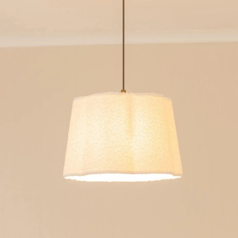 Amy Scallop Lamp Shade - Cream, Boucle