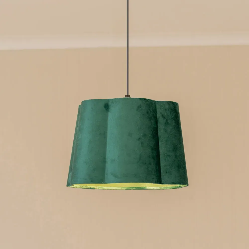 Amy Scallop Lamp Shade - Forest Green, Velvet