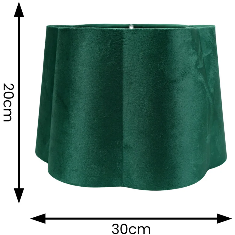 Amy Scallop Lamp Shade - Forest Green, Velvet