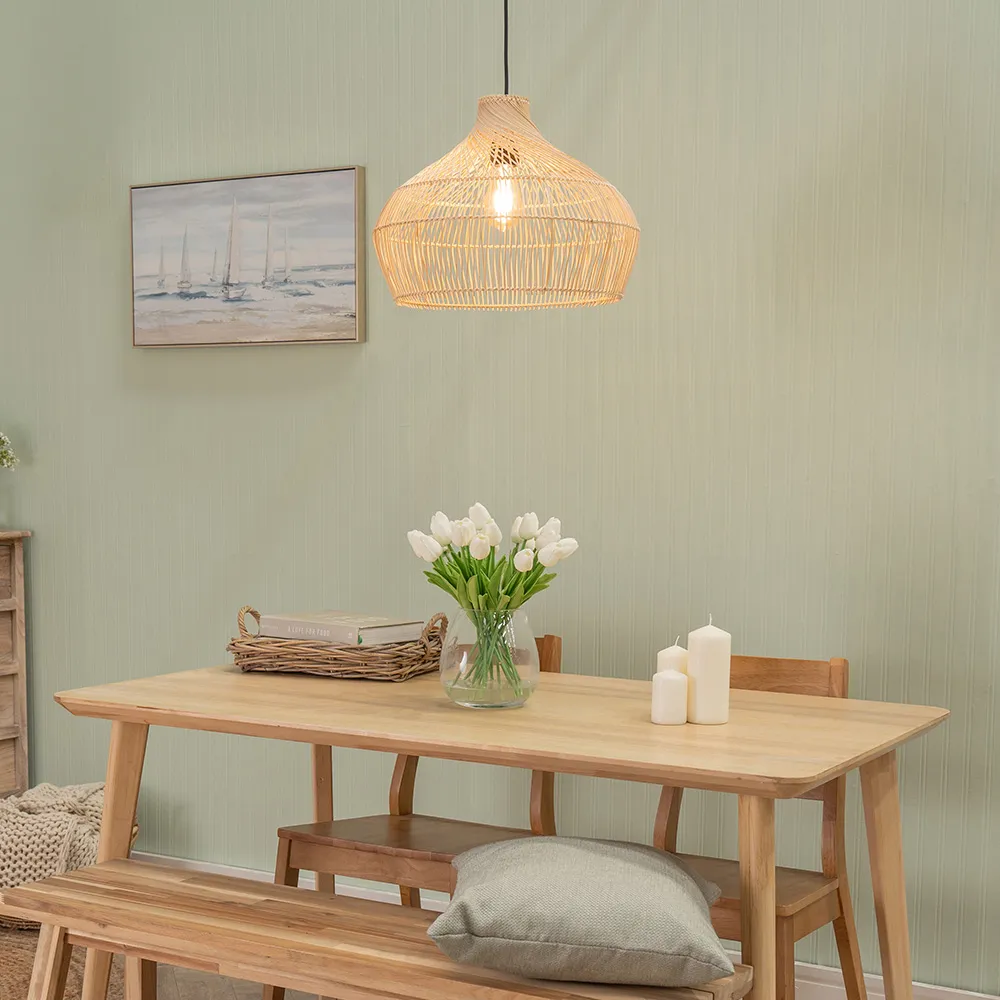 Anais Curved Pendant Shade - Brown, Rattan