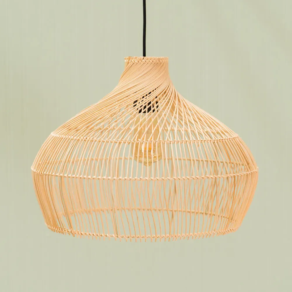 Anais Curved Pendant Shade - Brown, Rattan