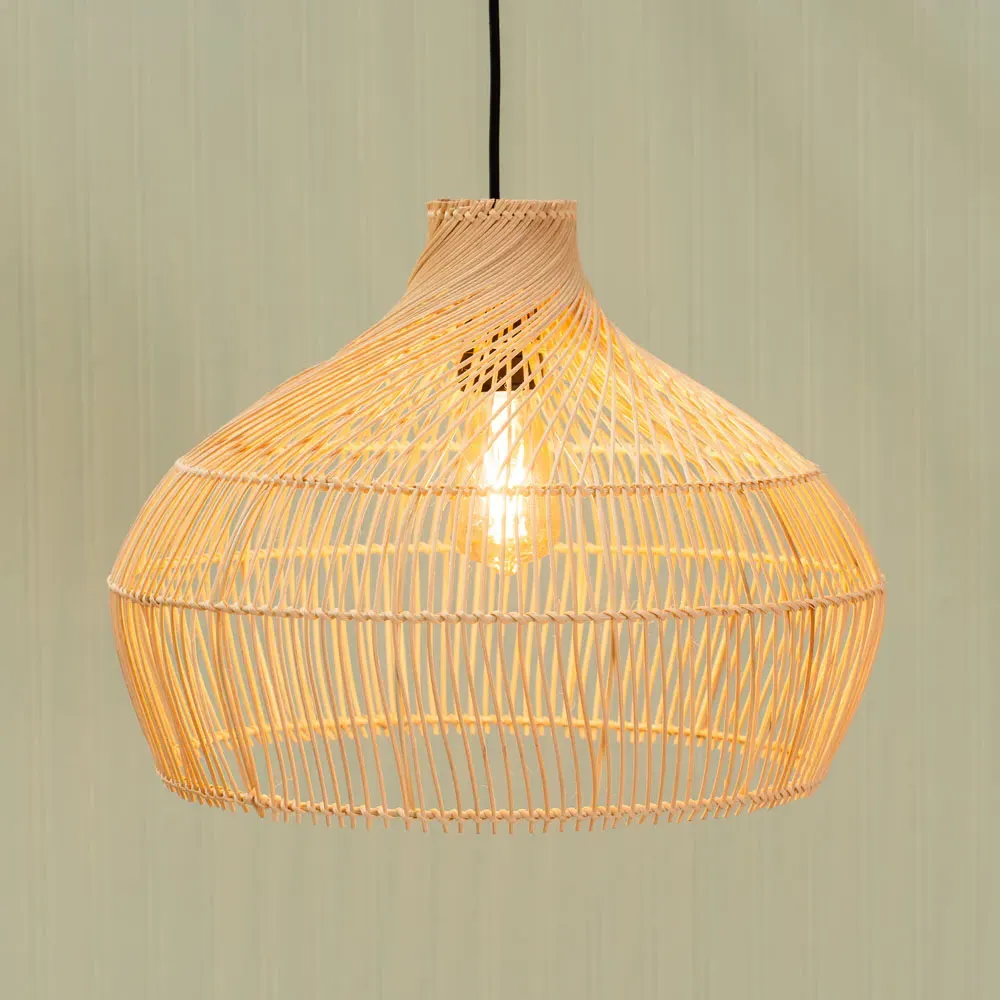 Anais Curved Pendant Shade - Brown, Rattan