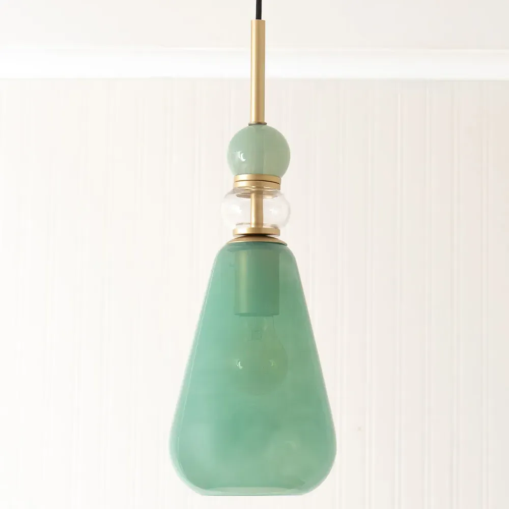 Anastasia Stacked Glass LED Pendant Light - Green, Gold