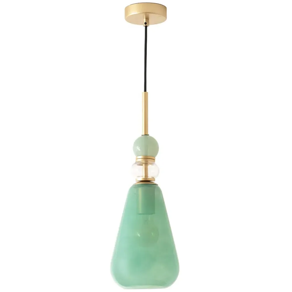 Anastasia Stacked Glass LED Pendant Light - Green, Gold image