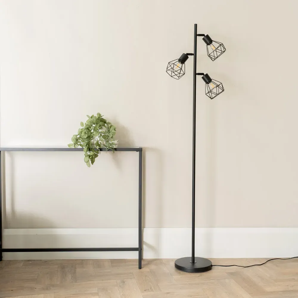 Angus 3 Way Metal LED Floor Lamp - Black