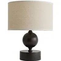 Anthony Drum Shade Candlestick LED Table Lamp - Brown, Linen
