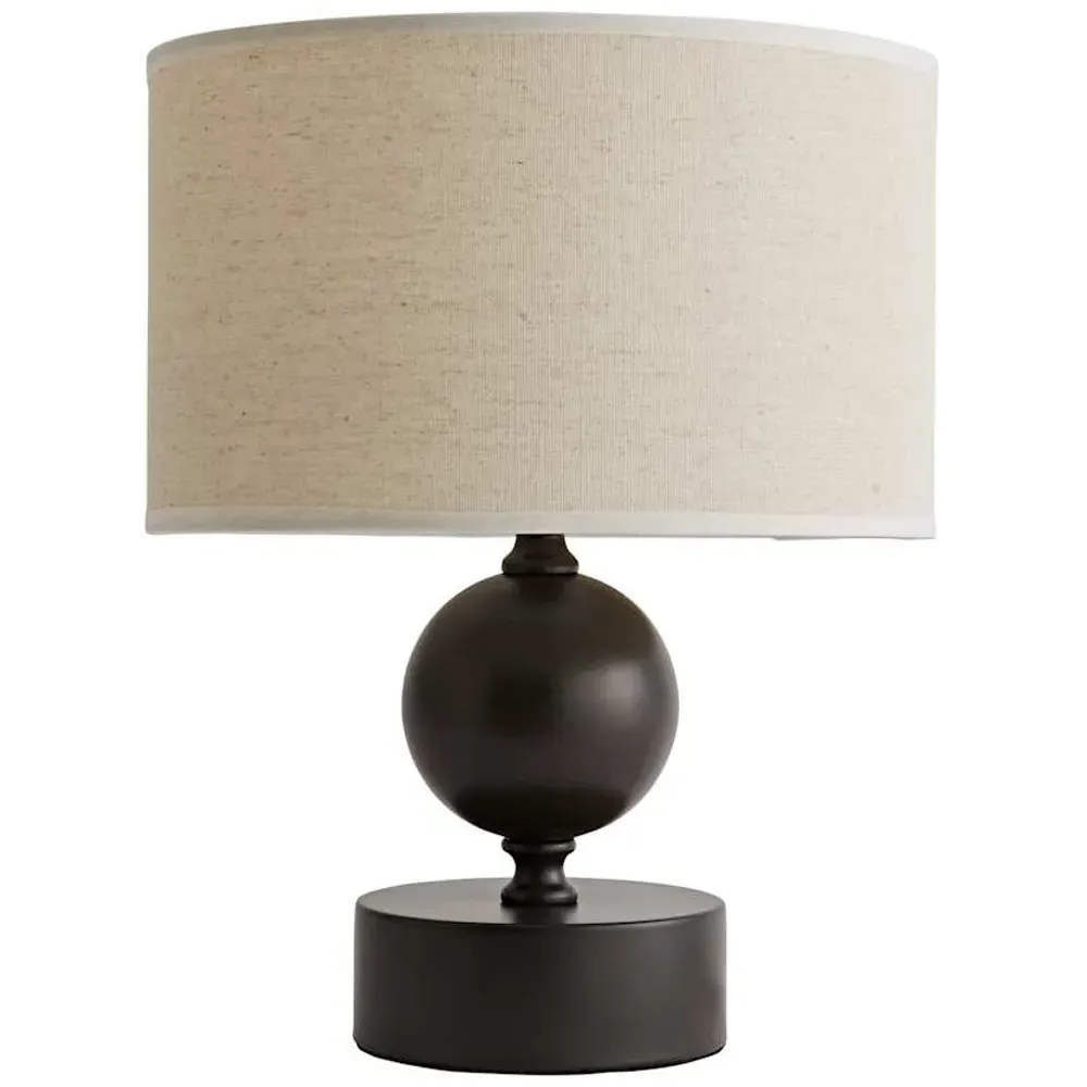 Anthony Drum Shade Candlestick LED Table Lamp - Brown, Linen image