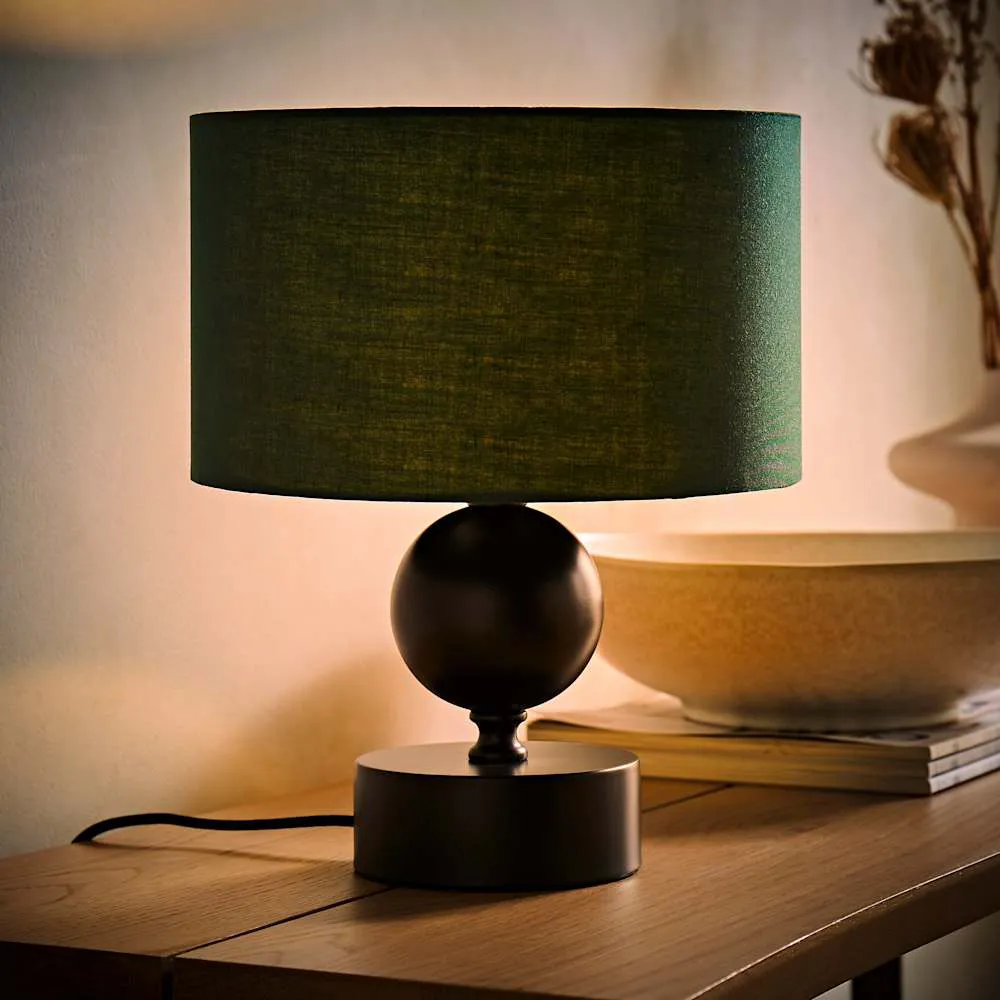 Anthony Drum Shade Candlestick LED Table Lamp - Green